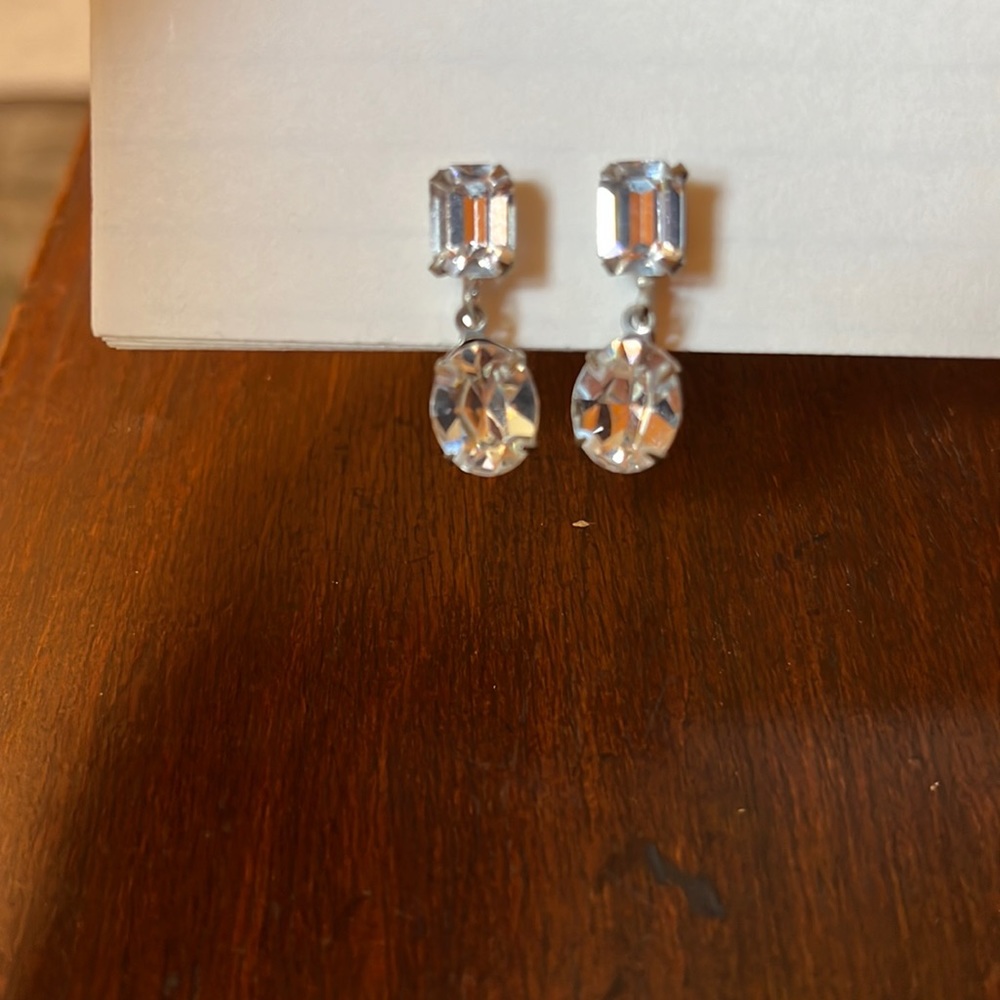 Vintage rhinestone earrings with twist backs